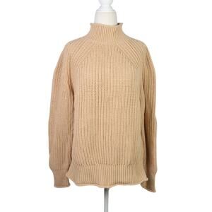 J. Crew tan cotton chunky knit mockneck sweater Womens Small
